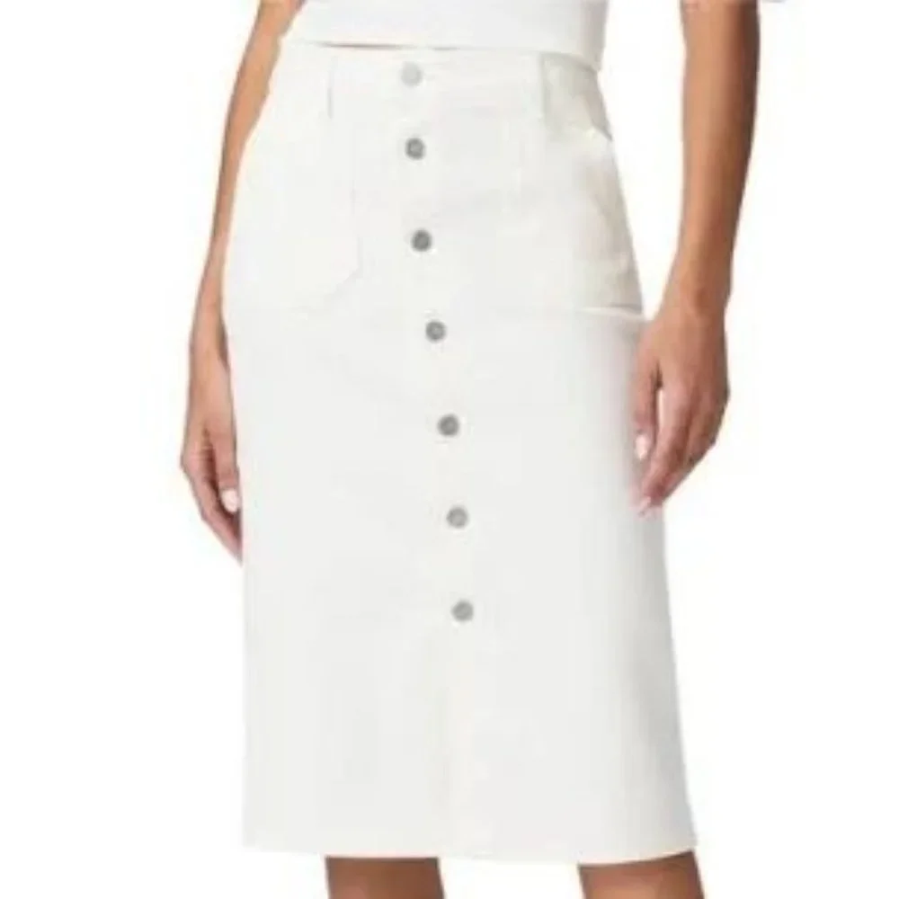 Paige Meadow Midi Skirt Tonal Ecru Size 28 - Picture 11 of 14